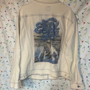 Lee Workwear XL Prototype Elton John White Jean Jacket Blue Thread 1002854CWT